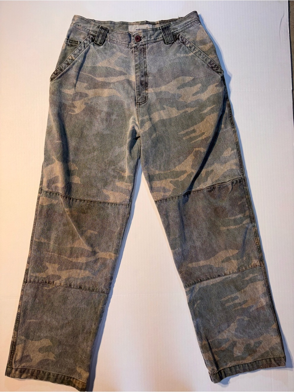 Vtg Suburban Men's Camouflage Double Knee Cargo Pants Straight Leg Waist 34
